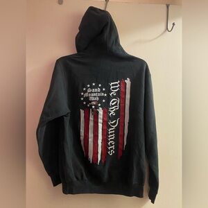 Mens Black Hoodie Sweatshirt S 38”Sand Mountain Utah Dunes We The Duners US Flag